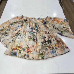 Lavender Brown Women's Multi Floral Fairy blouse Size  Extra Small